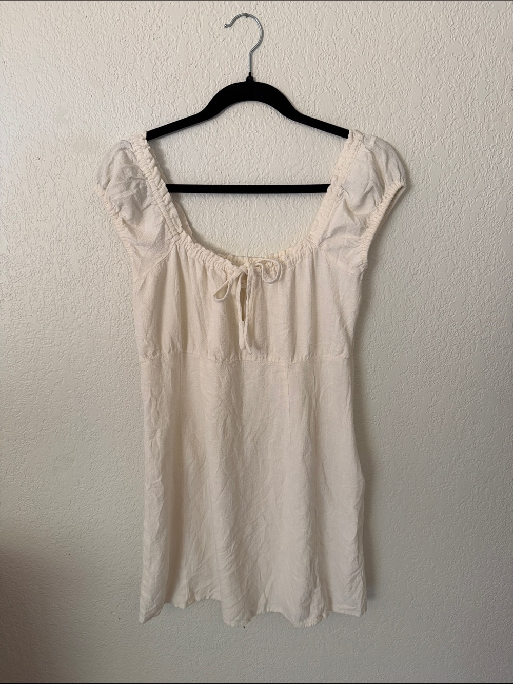 (4 for 20) Aeropostale Cream Mini Dress with Tie Neck